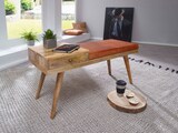 thumbnail of FineBuy Sitzbank Lederbank Holz massiv Flurbank Stauraum Polsterbank Bank
