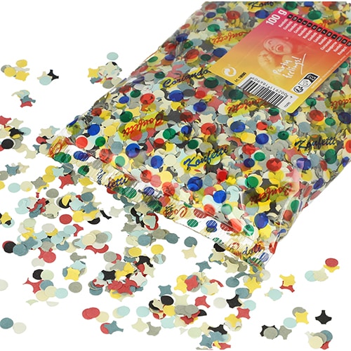 1 confeti, papel colores surtidos 100 gr.