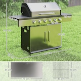 thumbnail of Outsunny-Gasgrill-143L x 55B x 110H cm-Silber