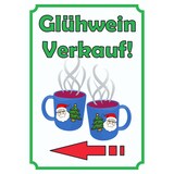 thumbnail of Glühwein Verkaufsschild Schild Hochkant mit Pfeil links A4 Rückseite selbstklebend