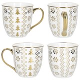 thumbnail of 2er Set Jumbobecher 450 ml Porzellan Tanne Weiß Gold Tee-Tasse Kaffee Glühwein