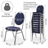 thumbnail of Stapelstuhl 6er-Set, Bankettstuhl stapelbar & gepolstert, Silber/Blau, robust, mit stabilem Stahlrahmen | Raburg Vienna