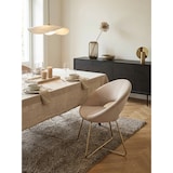 thumbnail of Esszimmerstuhl Samt Beige Küchenstuhl mit goldenen Beinen, Schalenstuhl Stoff / Metall, Design Polsterstuhl, Stuhl Esszimmer