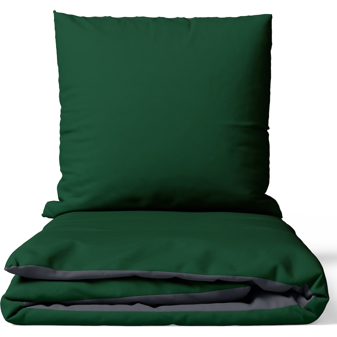 Satin Bettwäsche 200x220 cm 100% Baumwolle Grün Luxus Set Uni Wendeseite Anthrazit Kissenbezug 80x80 cm Reißverschluss