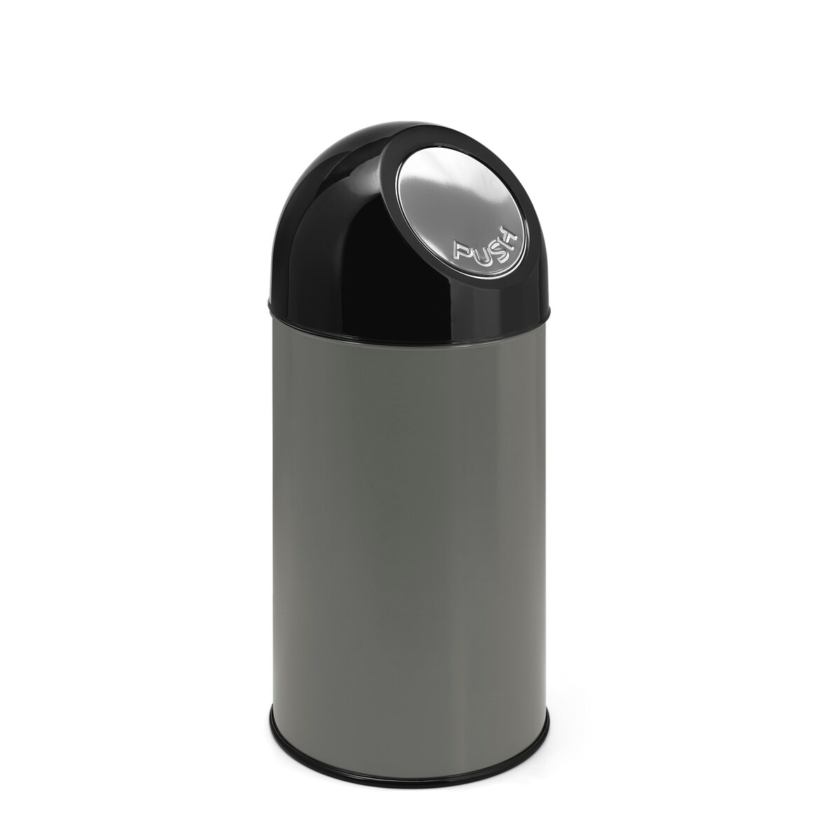 V-part Afvalbak met pushdeksel en binnenemmer 40 ltr - metallic, zwart