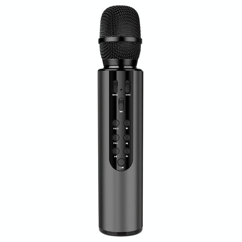 Microphone Bluetooth 5.0 Sans Fil Stéréo Or Pour Karaoké Avec Réduction De Bruit Noir YONIS
