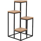 thumbnail of Metalen Plantentafel met Houten Etagères - 34 x 34 x 67 cm - Plantenrek - Tuin Etagere - Plantenzuil - Vierkant