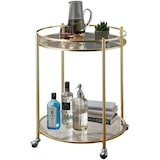 thumbnail of Goldener Servierwagen, mobiler Beistelltisch, Sicherheitsglas, Mehrzwecknutzung. 57x57x75 cm | Kadima Design