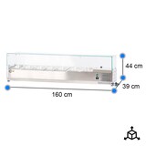 thumbnail of Cleiton® Vitrina de Ingredientes Refrigerada 160x33x44 cm de Acero Inoxidable 8 Cubetas GN 1/4 | Nevera de Ingredientes con Termostato Digital Dixell