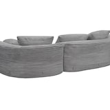 thumbnail of Sofa-Garnitur HWC-P19, 3-Sitzer Couch Loungesofa, Stoff/Textil Cord (370 g/m²) Liegefläche rechts ~ hellgrau