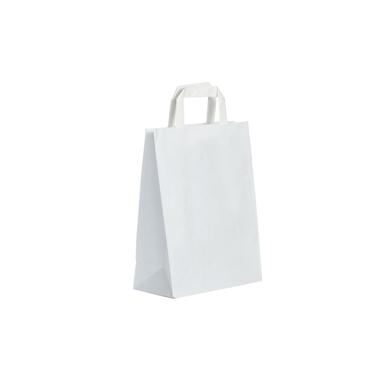 Gladde witte kraft tas met platte handvatten 22 + 10 x 28 cm per 250 - Gimex