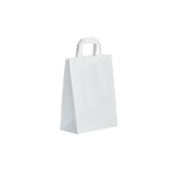 thumbnail of Gladde witte kraft tas met platte handvatten 22 + 10 x 28 cm per 250 - Gimex