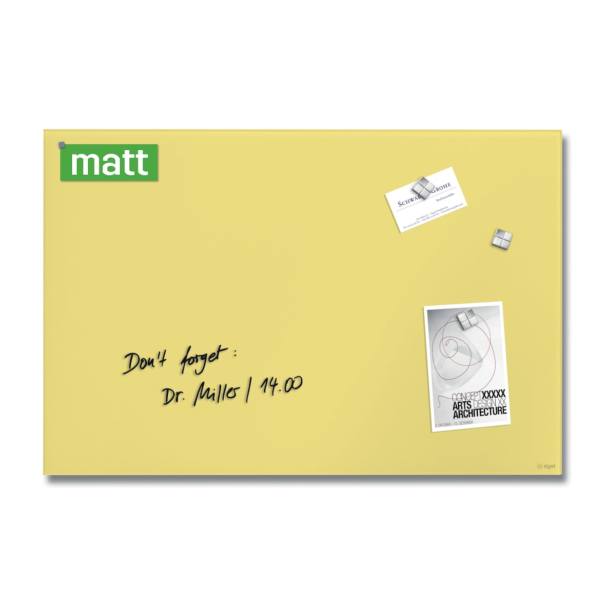 Sigel GL512 Glas-Magnettafel Artverum  - 60 x 40 cm - pastellgelb - Sicherheitsglas