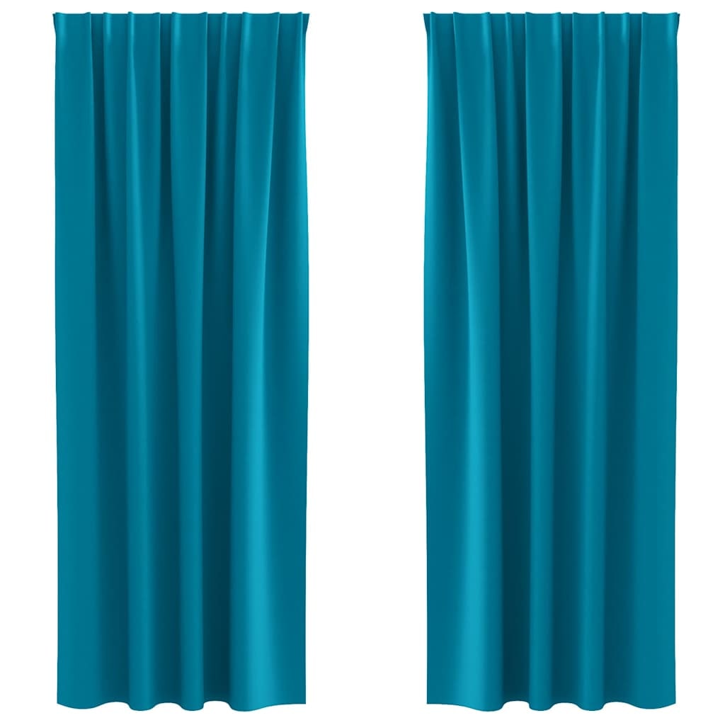 vidaXL Zwart-out Gordijnen met Ringen 2 pcs Turquoise 225 x 140 cm