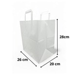 thumbnail of Sac papier kraft blanc 26+20x28 cm avec poignées plates par 250