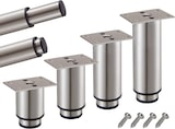 thumbnail of Möbelfüße verstellbar 4er Set 180-330mm Metall Edelstahl Optik 38mm Möbelbeine Metallfüße