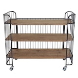 thumbnail of Carrello HWC-A43, carrello di servizio, legno massiccio di abete vintage 84x98x36cm