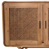 thumbnail of Sideboard HWC-M47, Schrank Kommode Highboard Anrichte, Staufächer, Rattan Akazie Massiv-Holz gebeizt 82x160x45cm 38kg
