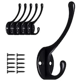 thumbnail of TOJ Living Ganchos para abrigo – juego de 5 – negro mate – carga 5 kg – con tornillos – ganchos de pared