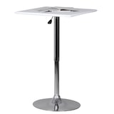 thumbnail of Stehtisch: Höhenverstellbare Leder-Optik Tischplatte, Chromgestell, 63x63 cm, drehbar, Weiß. 63x63x83 cm | Kadima Design