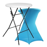 thumbnail of Table haute pliante et housse bleue