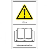 thumbnail of Aufkleber I Maschinenkennzeichen Achtung! Bedienungsanleitung lesen, Folie, 100x200mm