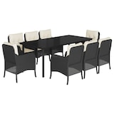 thumbnail of vidaXL 9-tlg. Garten-Essgruppe mit Kissen Schwarz Poly Rattan