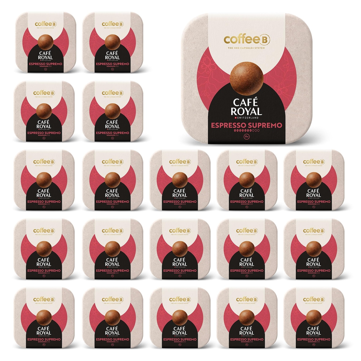 180 Coffee Balls Espresso Supremo - Boules de café 100% compostables - Conçues pour l'utilisation de la machine à café CoffeeB by Café Royal