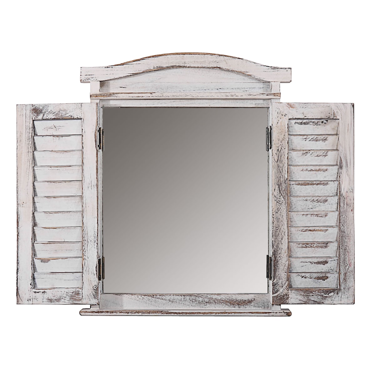 Décoshop26 - Specchio da parete a forma di finestra con persiane 53x42x5cm in legno bianco invecchiato 04_0005485