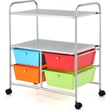 thumbnail of COSTWAY Rollwagen mit 4 stapelbaren Schubladen, Schubladenwagen, Rollcontainer mit Metallrahmen und Regalen