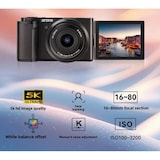 thumbnail of Appareil Photo Numérique 5K 8MP Zoom Optique Écran Tactile Vlog Blanc Noir YONIS