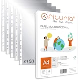 thumbnail of Fundas Plástico A4 Transparente, 100 Fundas Multitaladro Plástico para Folios + Paquete de Folios A4 con 250 Hojas de 80gr Multiusos - Ofituria