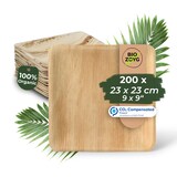 thumbnail of BIOZOYG 200 Stück Einwegteller 23x23cm Palmblatt-Teller, quadratisch, biologisch abbaubar, umweltfreundlich, kompostierbar, Wegwerfteller