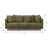 thumbnail of Canapé fixe 4 places CONSTANCE - Tissu vert - Pied en bois massif - L 212 x H 87 x P 93 cm AUCUNE