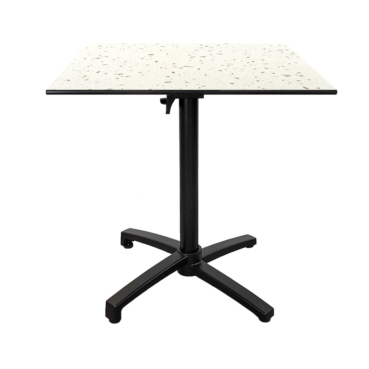 Restootab - Tavolo pieghevole da esterno 70x70cm, piano laminato HPL terrazzo cassata