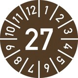 thumbnail of Dreifke® Prüfplakette Jahr 27 mit Monaten, braun, Folie, Ø 25 mm, 10 St./Bo.