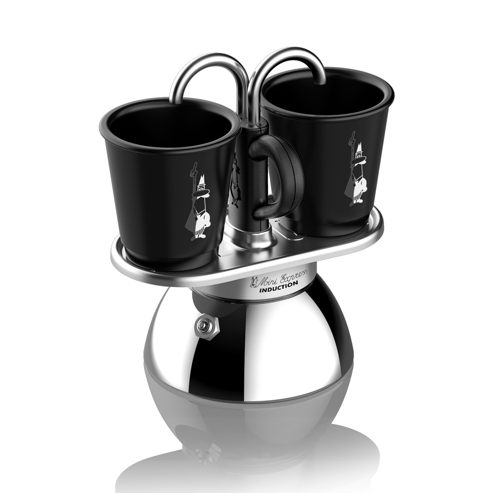 Bialetti 7310 Espressokocher Set Mini Induktion 2 Tassen + 2 Gläser schwarz