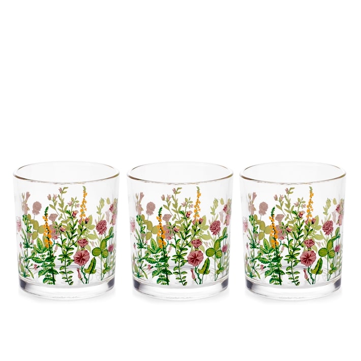 Confezione tre bicchieri bloom decorati cl 25.