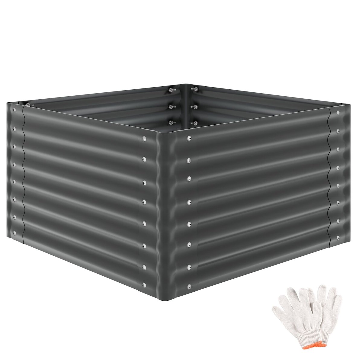 tectake Bac à fleurs surélevé Blomma galvanisé 600L anthracite 100x100x62cm potager jardin extérieur ergonomique culture légumes herbes plantes