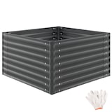 thumbnail of tectake Bac à fleurs surélevé Blomma galvanisé 600L anthracite 100x100x62cm potager jardin extérieur ergonomique culture légumes herbes plantes