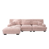 thumbnail of Modulares Ecksofa 81x313x145 Rosa, Ottoman, hochwertiger Chenille-Stoff, tiefes Sitzkissen, runde Armlehnen, flexibles Design