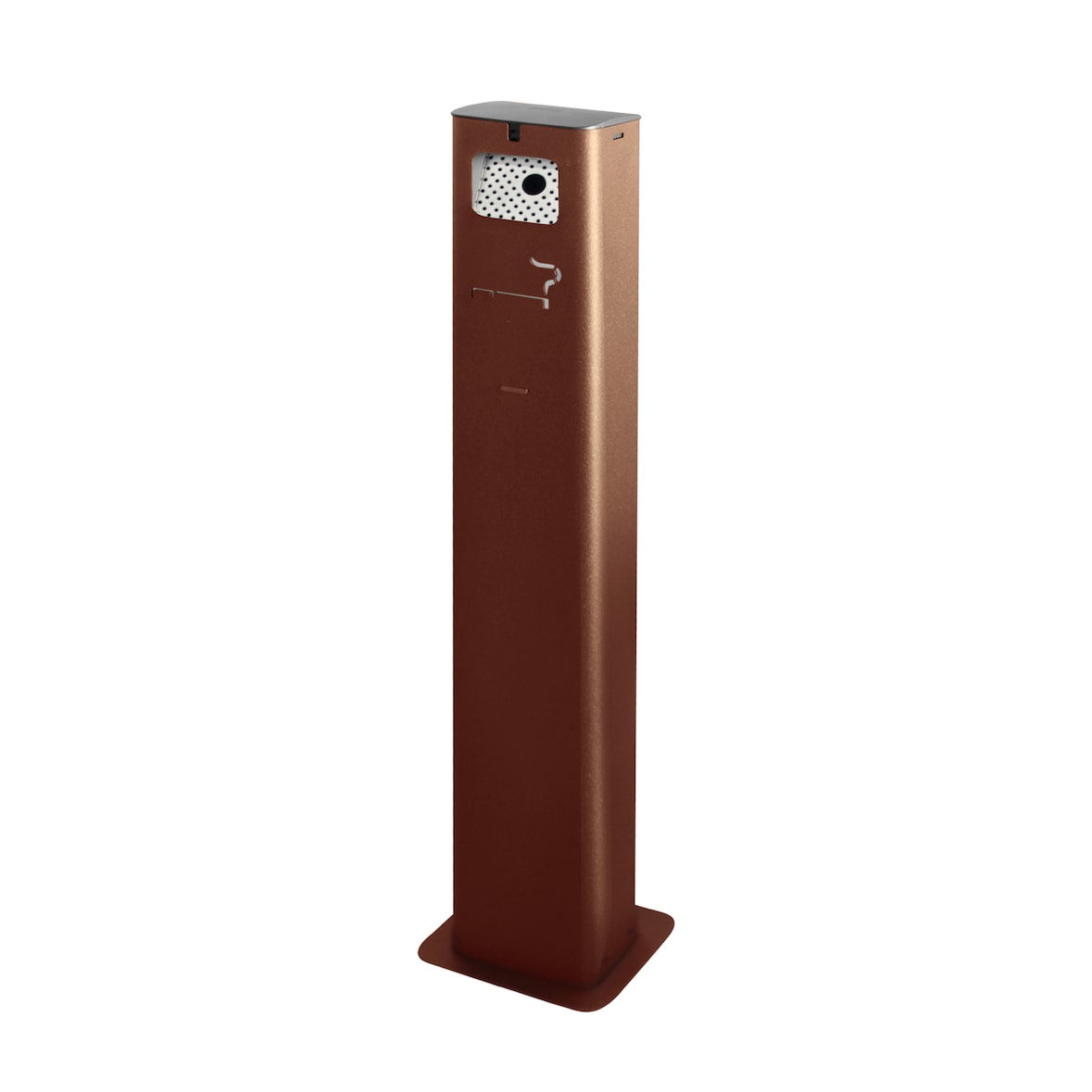 Stil Casa Aschenbecher Säule, lackierter Stahl, 17,5x10,5xh. 106 cm, internes Behältnis, Bodenbefestigung, Schlossverschluss, Corten.