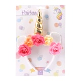 thumbnail of Einhorn Haarreif mit Blumen und Ohren 22x15cm 1 Stück Einhornhaarreifen mit Horn Kostüm Accessoire Party Fasching Karneval Halloween