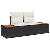 thumbnail of vidaXL 10-teiliges Garten-Sofaset mit Kissen, schwarzes Poly-Rattan und Akazie