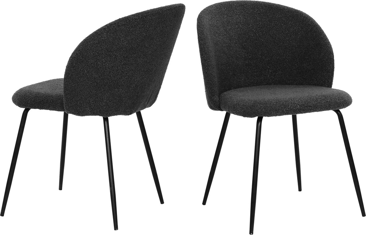 SIT Möbel 2er-Set Stuhl | Bezug Strukturstoff | Gestell Metall | B 60 x T 48 x H 78 cm | schwarz – schwarz