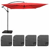thumbnail of Parasol déporté 3x3m et 4 dalles à remplir aluminium rouge - Oviala