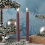thumbnail of LED Stabkerzen Mia Tafelkerzen Echtwachs flackernd H: 24cm flieder 2St