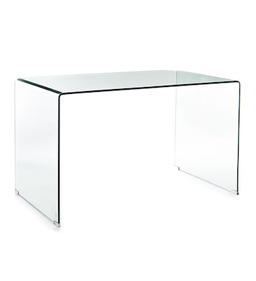 Oreste Luchetta scrivania FRANCISCO in vetro curvato H.74 x L.126 x P.70 cm Trasparente