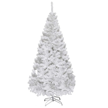 COSTWAY Albero di Natale, Albero di Natale artificiale, Albero di Natale, Bianco, 150 cm