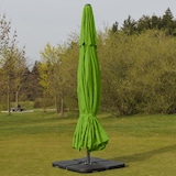thumbnail of Parasol Meran Pro, horeca marktparasol met vouw Ø 5m polyester/aluminium 28kg ~ groen met standaard